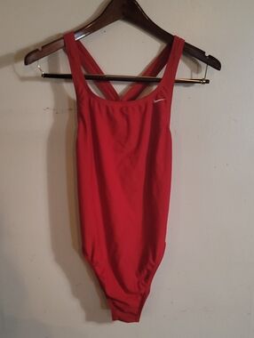 Nike Red Cross-Back One-Piece Swimsuit